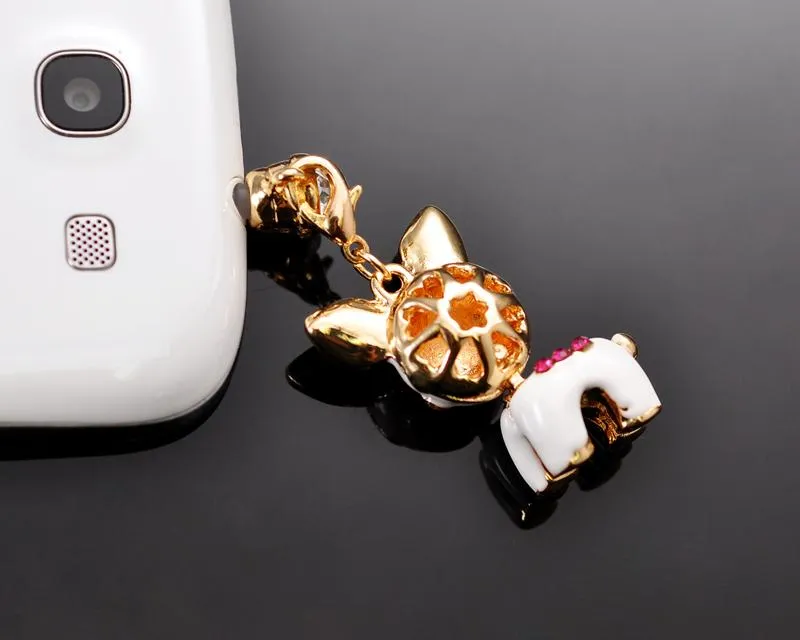 Dangling Animal Crystal Headphone Jack Plug - Deer