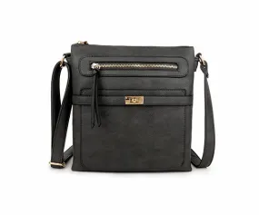 DARK GREY MULTI COMPARTMENT CROSS BODY SHOULDER BAG