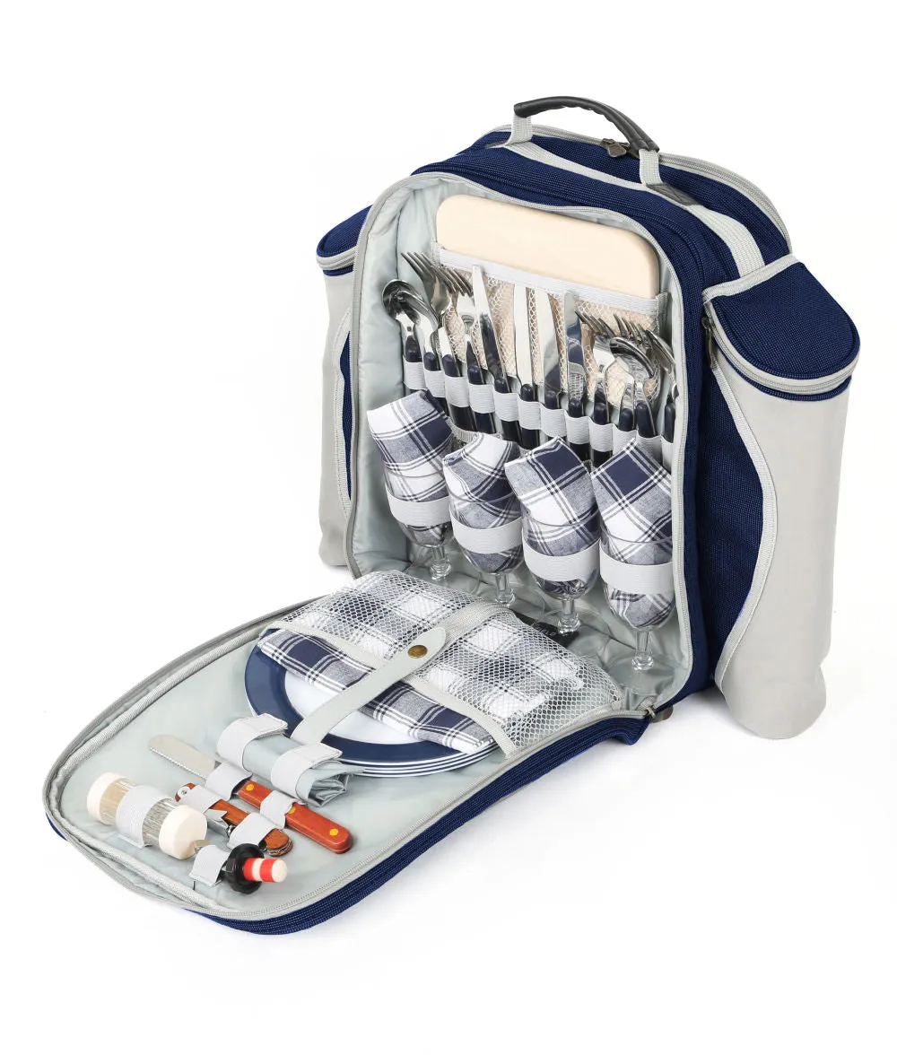 Deluxe Picnic Backpack Hamper for Four People