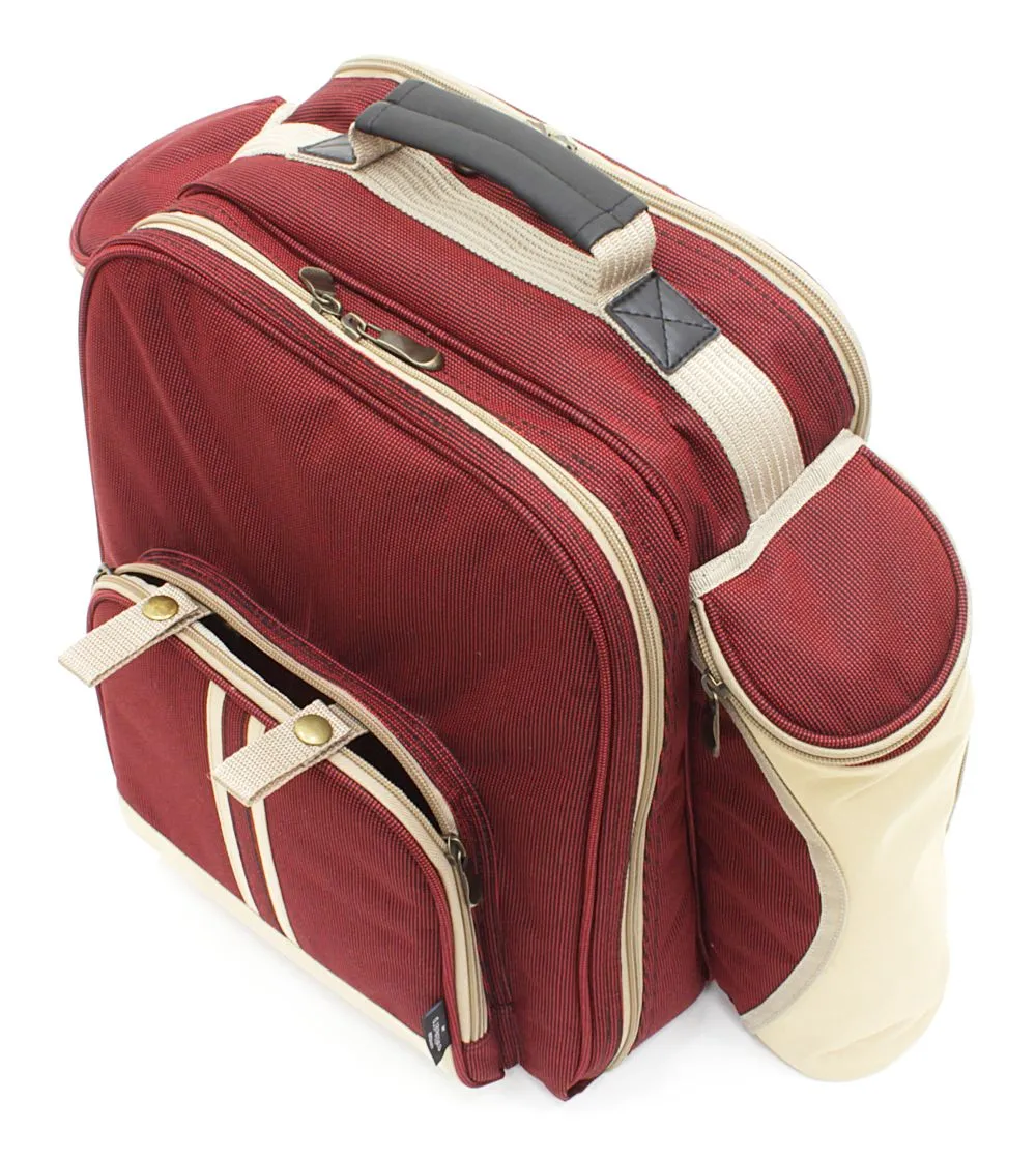 Deluxe Picnic Backpack Hamper for Four People