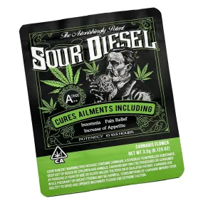 Designed Mylar Bag -  Sour Diesel - 12.5cm x 10cm