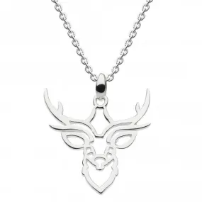 Dew Sterling Silver Stag Head Outline Pendant 9024HP024