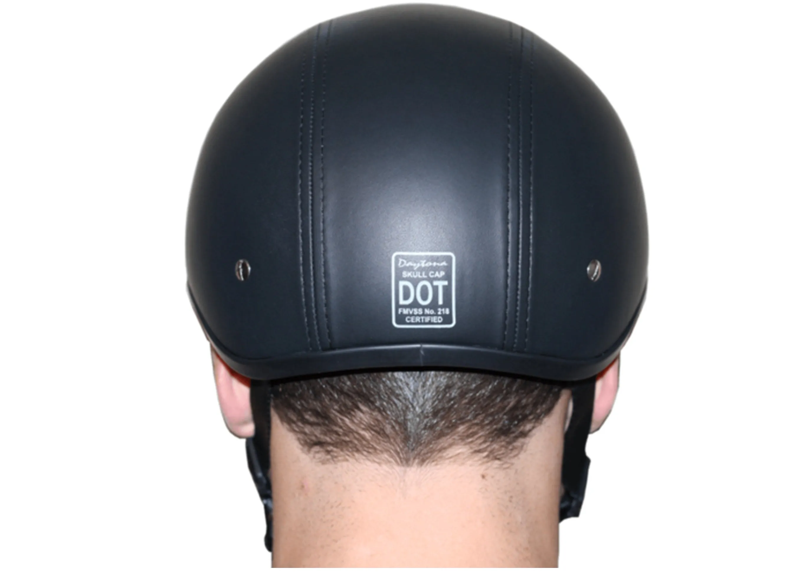 D.O.T Daytona Skull Cap Motorcycle Helmet Leather Covered