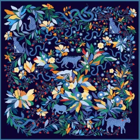 Double Sided Silk Scarf Of Night Zoo