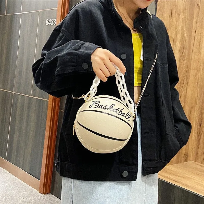 DUNNMALL Personalized Ball Bag  New Women's Bag Trendy Chain Basketball Bag All-Matching Ins Messenger Bag Small Bag