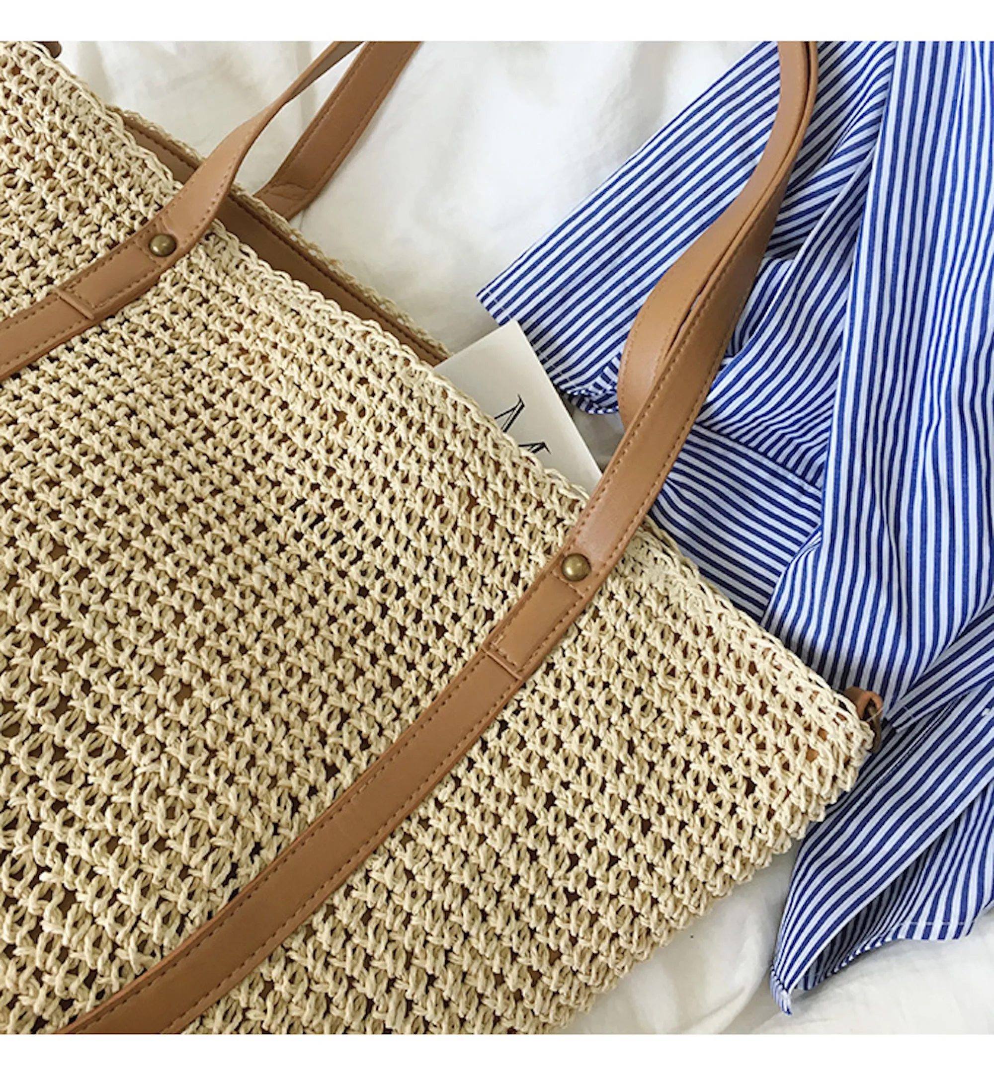 Elena Handbags Large Straw Woven Tote Bag