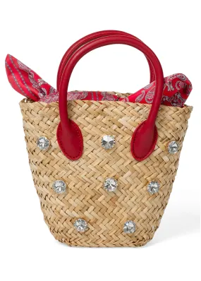 Embellished Bandana Handbag - Natural Multi