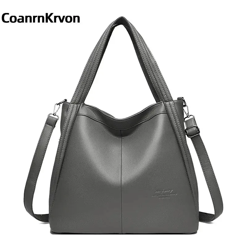 Fashion Bucket Bag PU Leather Bag Work Bag High Quality New Fashion Handbag Pure Color Fashion Shoulder Bag Large Capacity