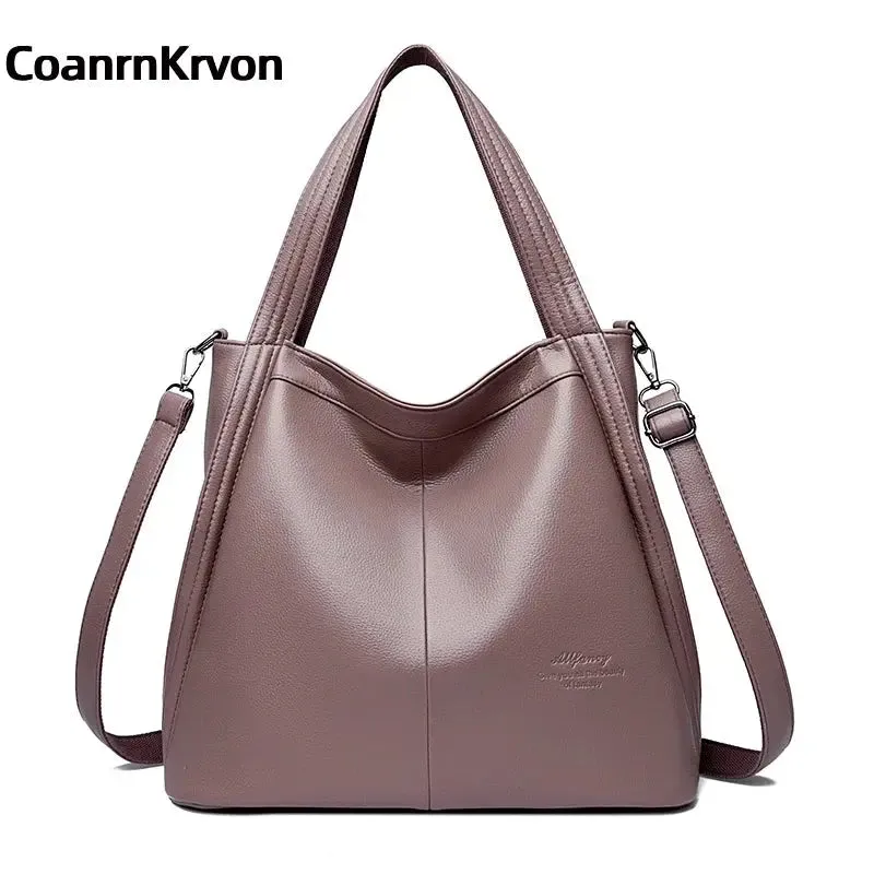 Fashion Bucket Bag PU Leather Bag Work Bag High Quality New Fashion Handbag Pure Color Fashion Shoulder Bag Large Capacity