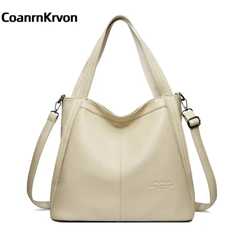 Fashion Bucket Bag PU Leather Bag Work Bag High Quality New Fashion Handbag Pure Color Fashion Shoulder Bag Large Capacity