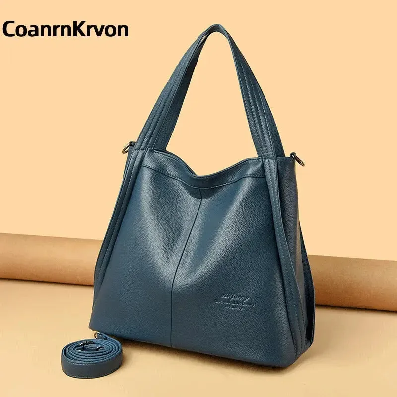 Fashion Bucket Bag PU Leather Bag Work Bag High Quality New Fashion Handbag Pure Color Fashion Shoulder Bag Large Capacity