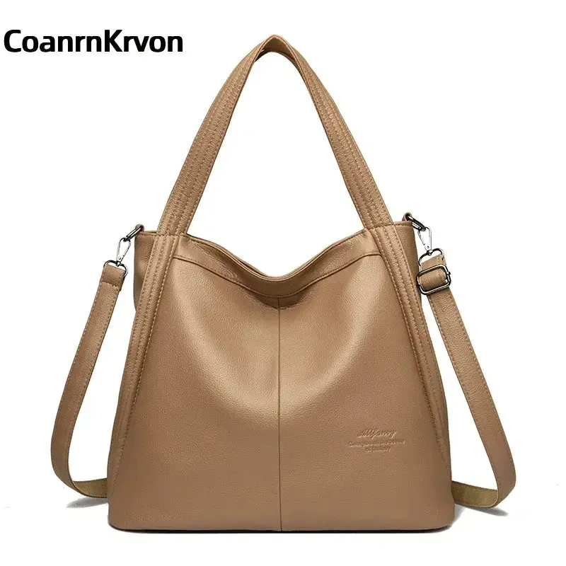 Fashion Bucket Bag PU Leather Bag Work Bag High Quality New Fashion Handbag Pure Color Fashion Shoulder Bag Large Capacity