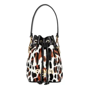 Fendi Mon Tresor Animal Print Sheepskin Mini Crossbody Bucket Bag