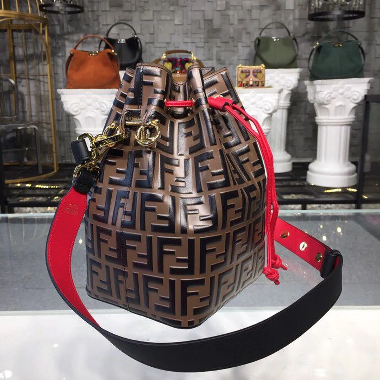 FI Mon Tresor Bucket Bag Brown For Women, Women&#8217;s Bags, Shoulder And Crossbody Bags 9in/23cm FF 8BT298A6AEF13VJ