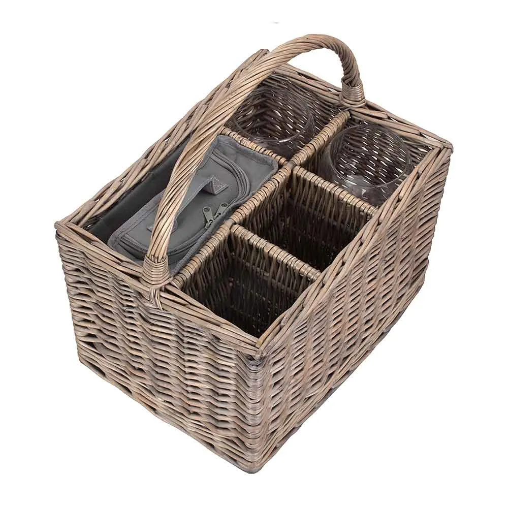 Fitted Picnic Basket Hamper in Grey Two Person 041 by Willow