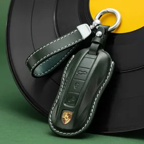 For Porsche Cayenne Taycan Key Cover Panamera Macan718/911 Car Key Protective Shell Genuine Leather Bag