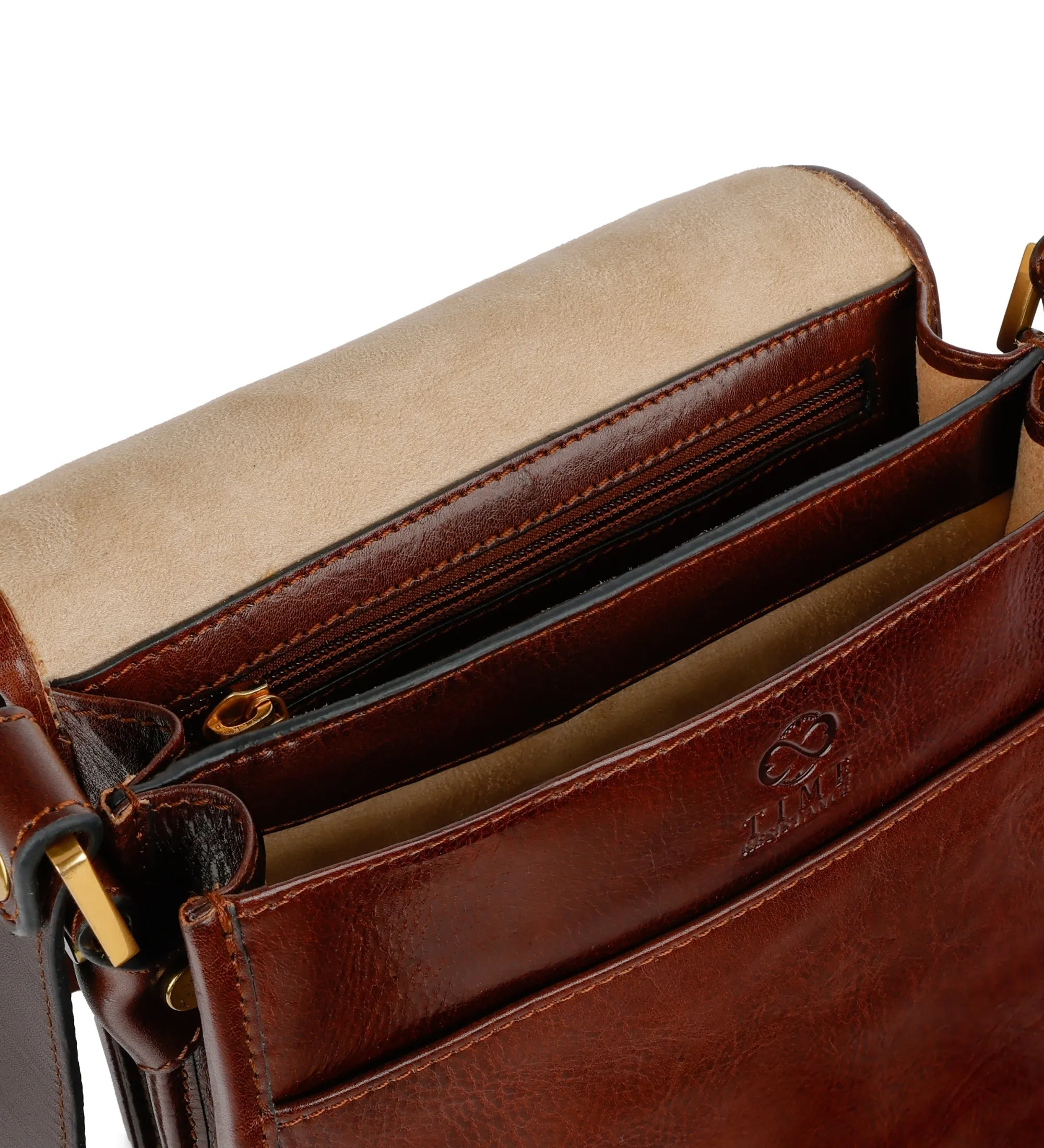 Full Grain Italian Small Leather Crossbody Messenger Bag - On The Road