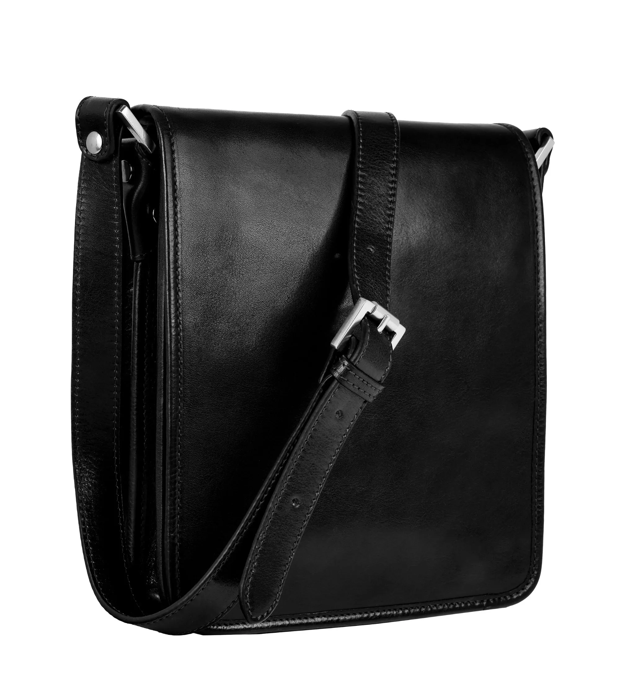 Full Grain Italian Small Leather Crossbody Messenger Bag - On The Road