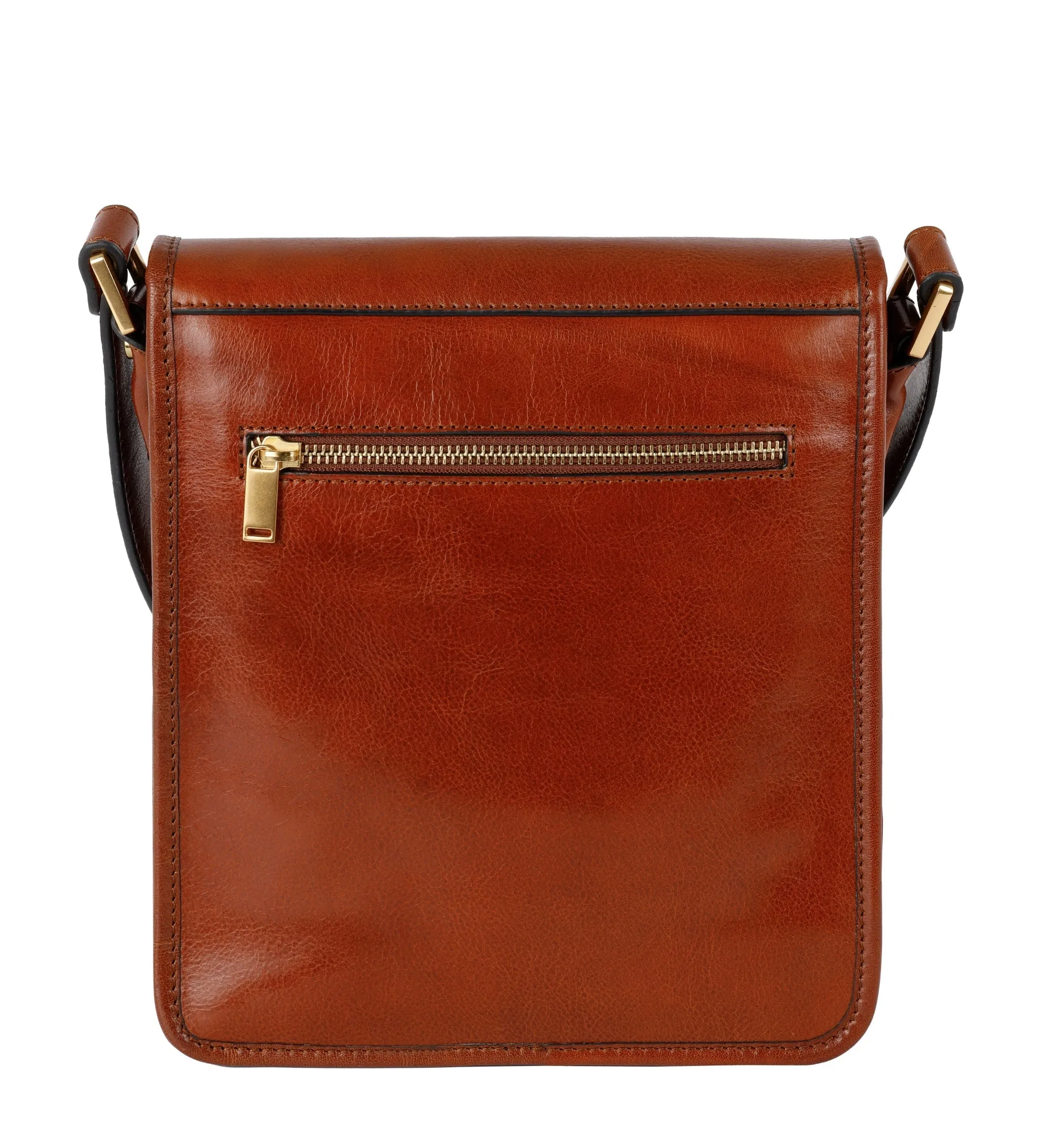 Full Grain Italian Small Leather Crossbody Messenger Bag - On The Road