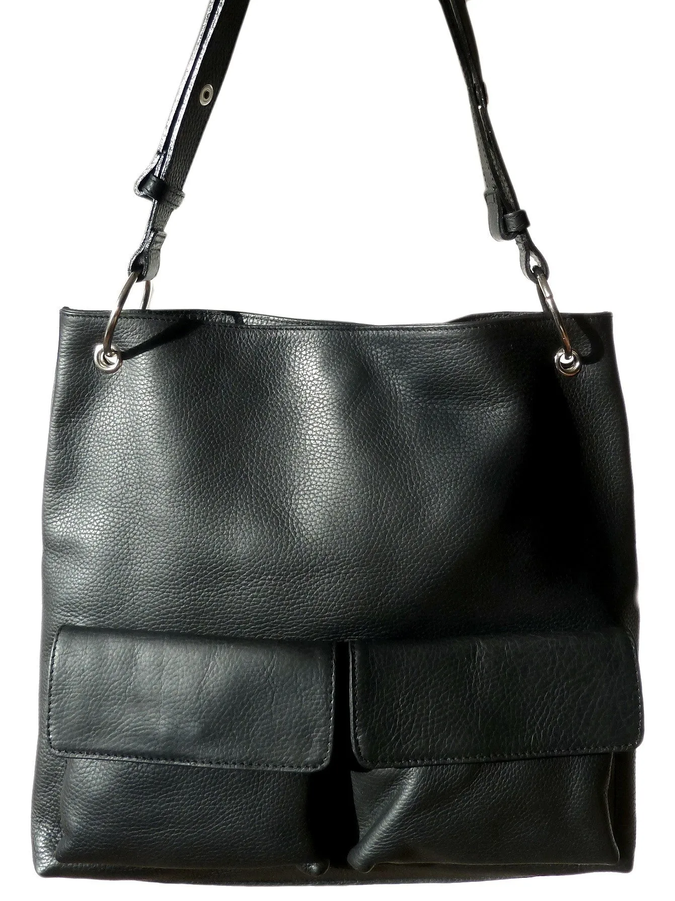 Gapock X Crossbody Bag Pebble Grain Leather Black