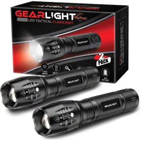 GearLight LED Flashlight Bundle | 2 Bright Tactical Flashlights