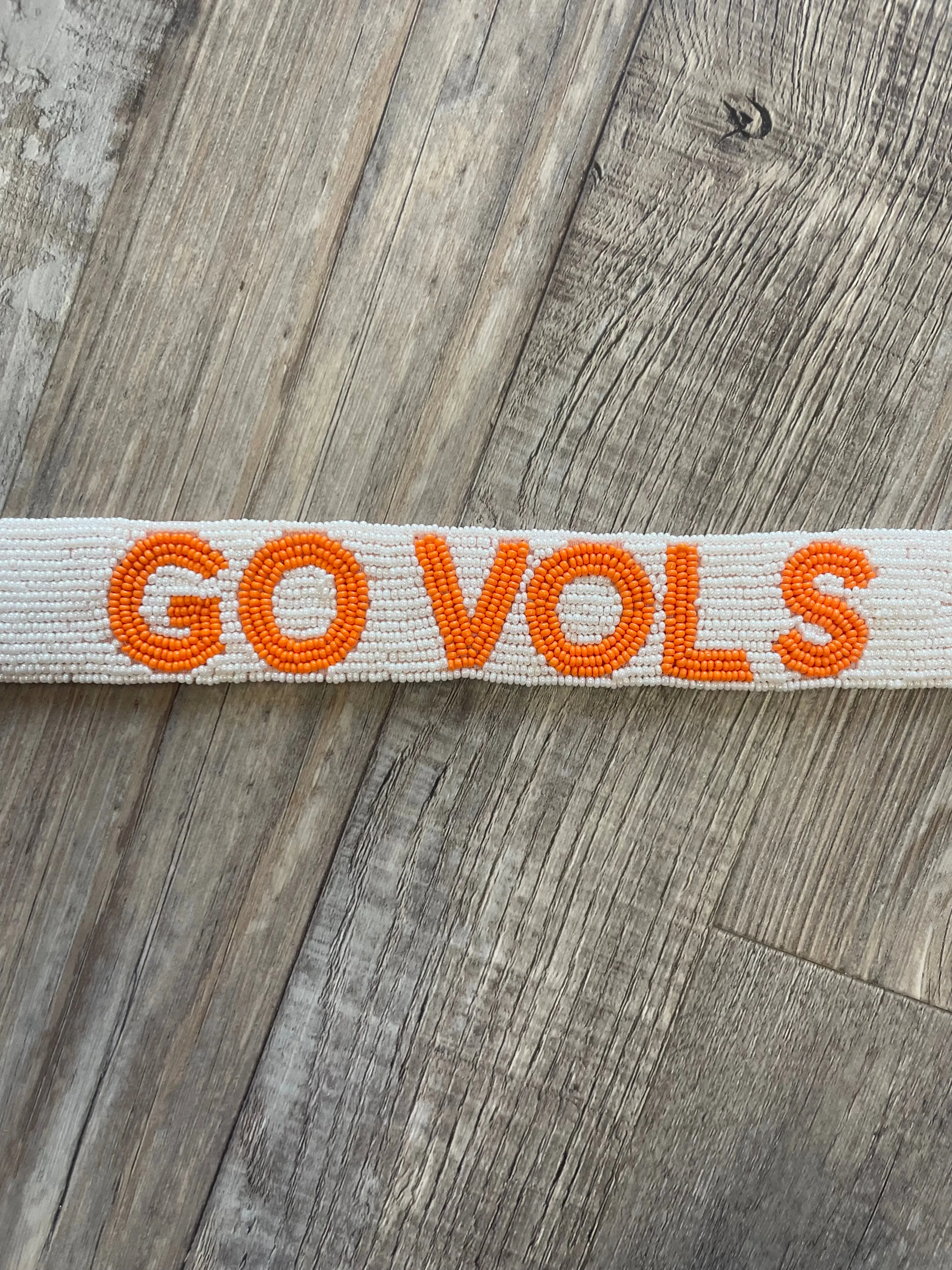 Go Vols Beaded Purse Strap - White