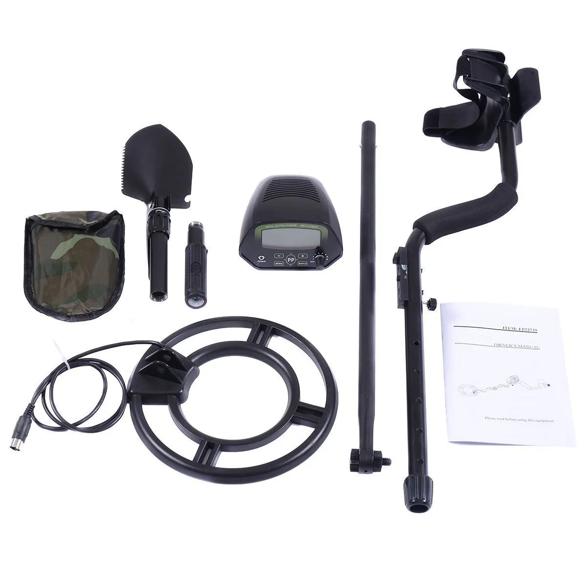 Goplus Metal Detector Kit Sensitive Search Treasure Hunter w/ Shovel Waterproof Coil