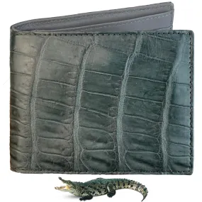 Grey Alligator Belly Leather Bifold Wallet for Men RFID Blocking | VINAM-48