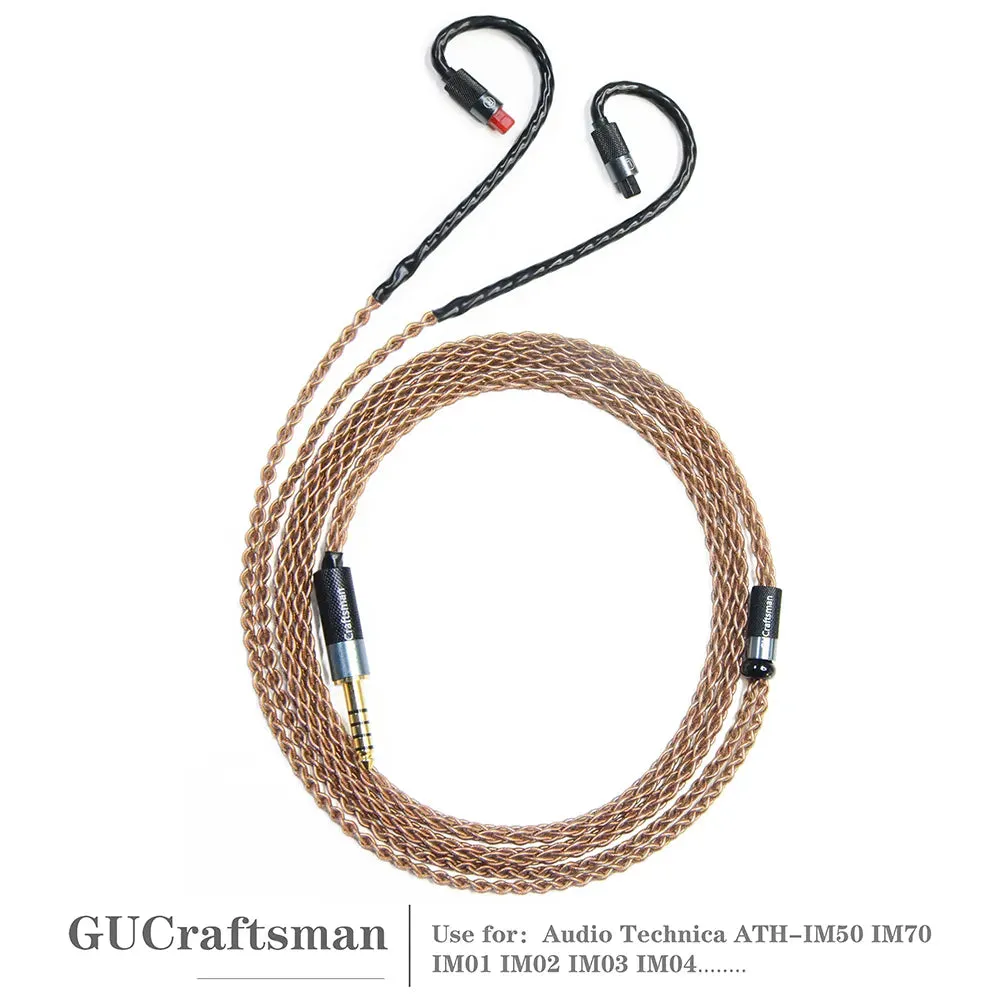 GUCraftsman 6N Single Crystal Copper Earphone Cables For Audio Technica ATH-IM50 IM70 IM01 IM02 IM03 IM04