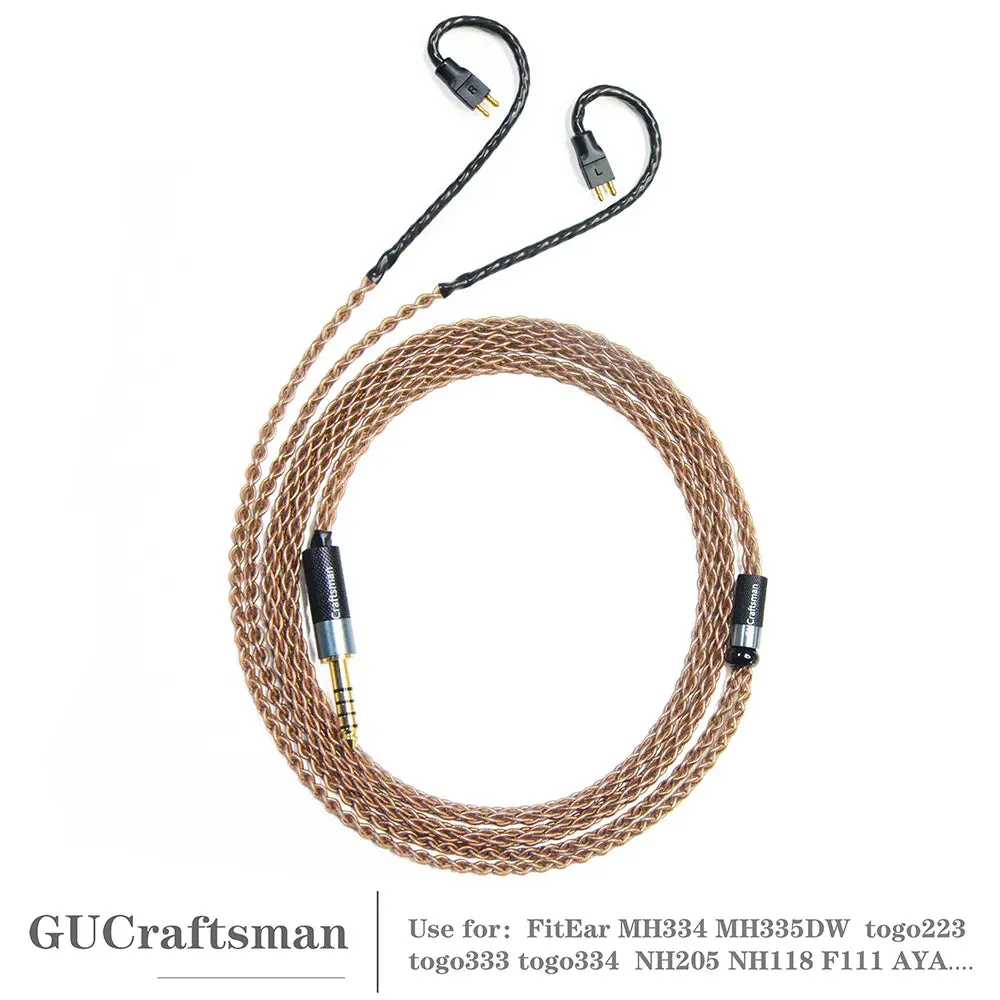 GUCraftsman 6N Single Crystal Copper Earphone Cables For FitEar MH334 MH335DW togo334 Private 223 Private 333 F111