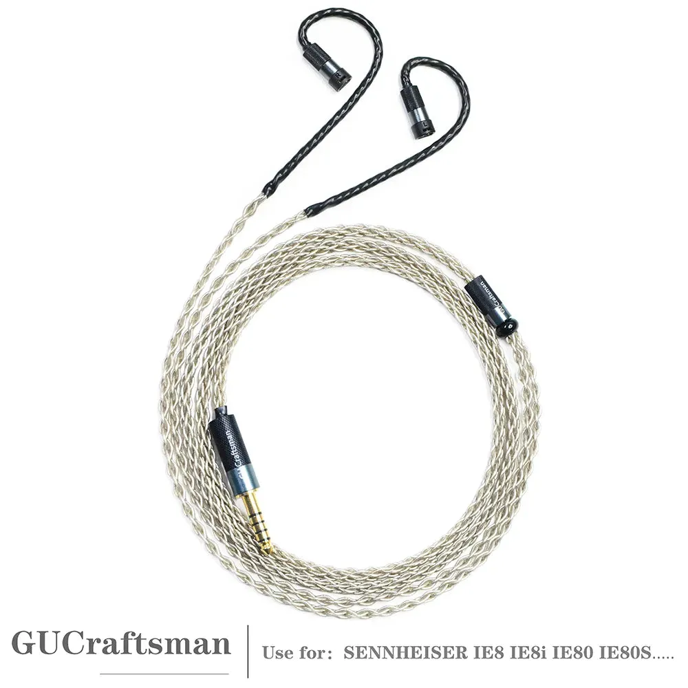 GUCraftsman 6N Single Crystal Silver Earphone Cables For SENNHEISER IE8 IE8i IE80 IE80S