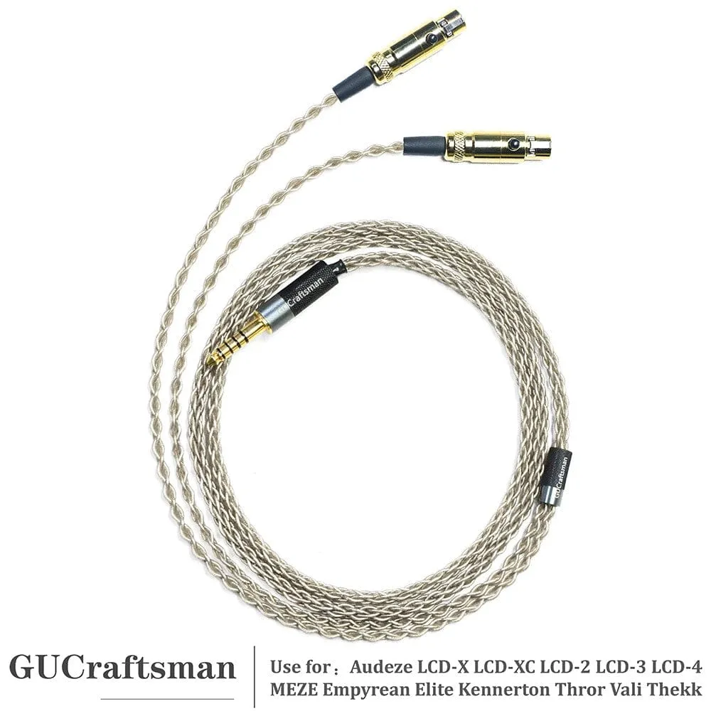 GUCraftsman 6N Single Crystal Silver Headphone Cables For Audeze LCD-X LCD-XC LCD-2 LCD-3 LCD-4