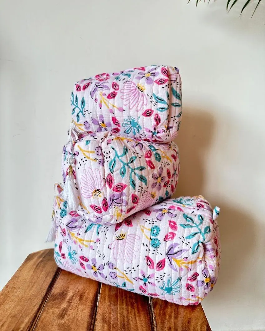 Hand Block Printed Water Resistant Cosmetic Pouch | Set Of 3