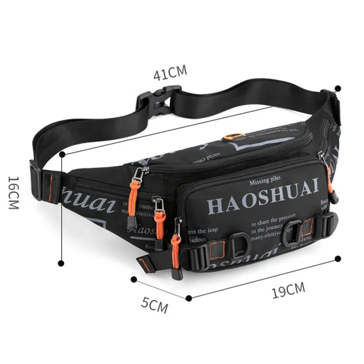 HAOSHUAI 5135 Outdoor Men Waist Bag Waterproof Nylon Cloth Men Bag(Dark Blue)