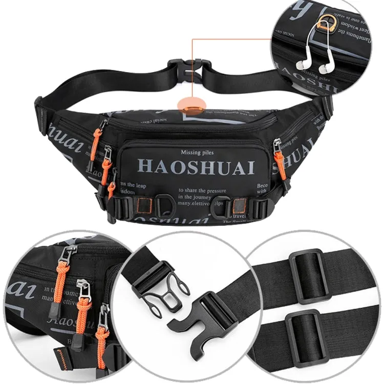 HAOSHUAI 5135 Outdoor Men Waist Bag Waterproof Nylon Cloth Men Bag(Dark Blue)