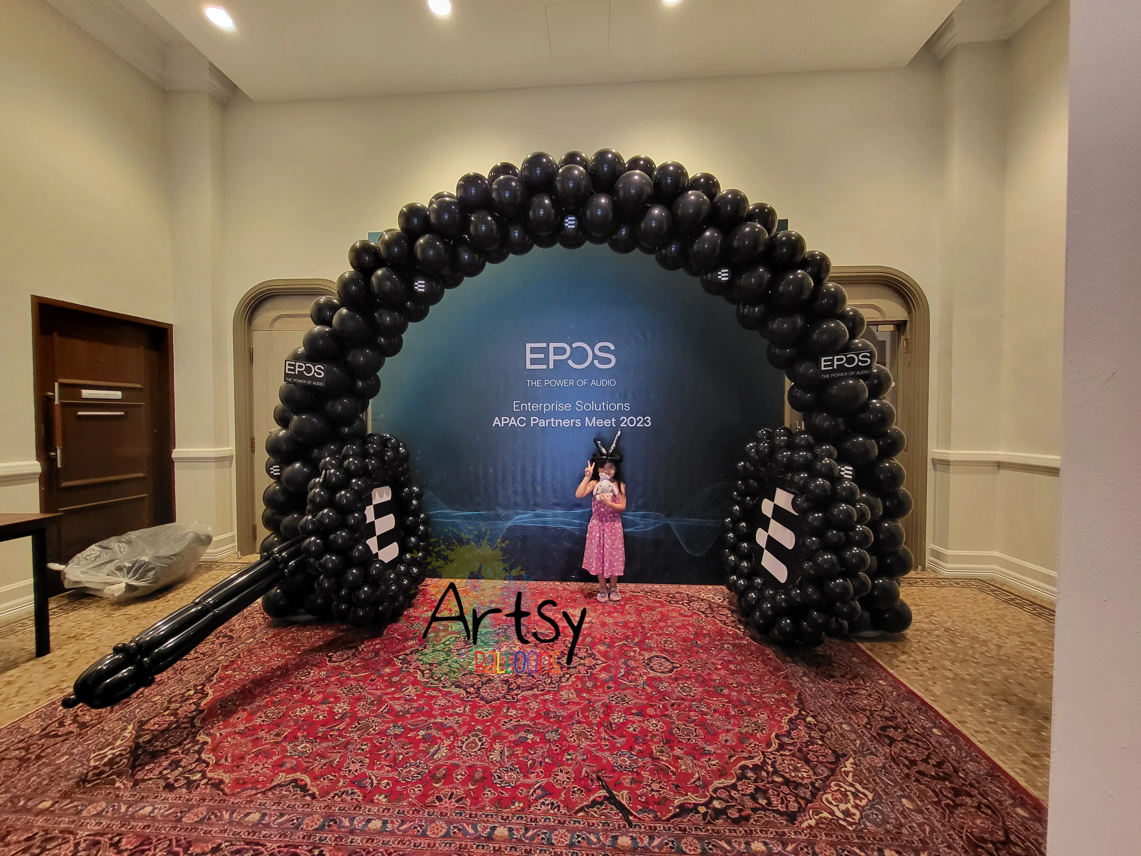 Headphone Balloon Arch & PVC Wrapped Wooden Frame Backdrop