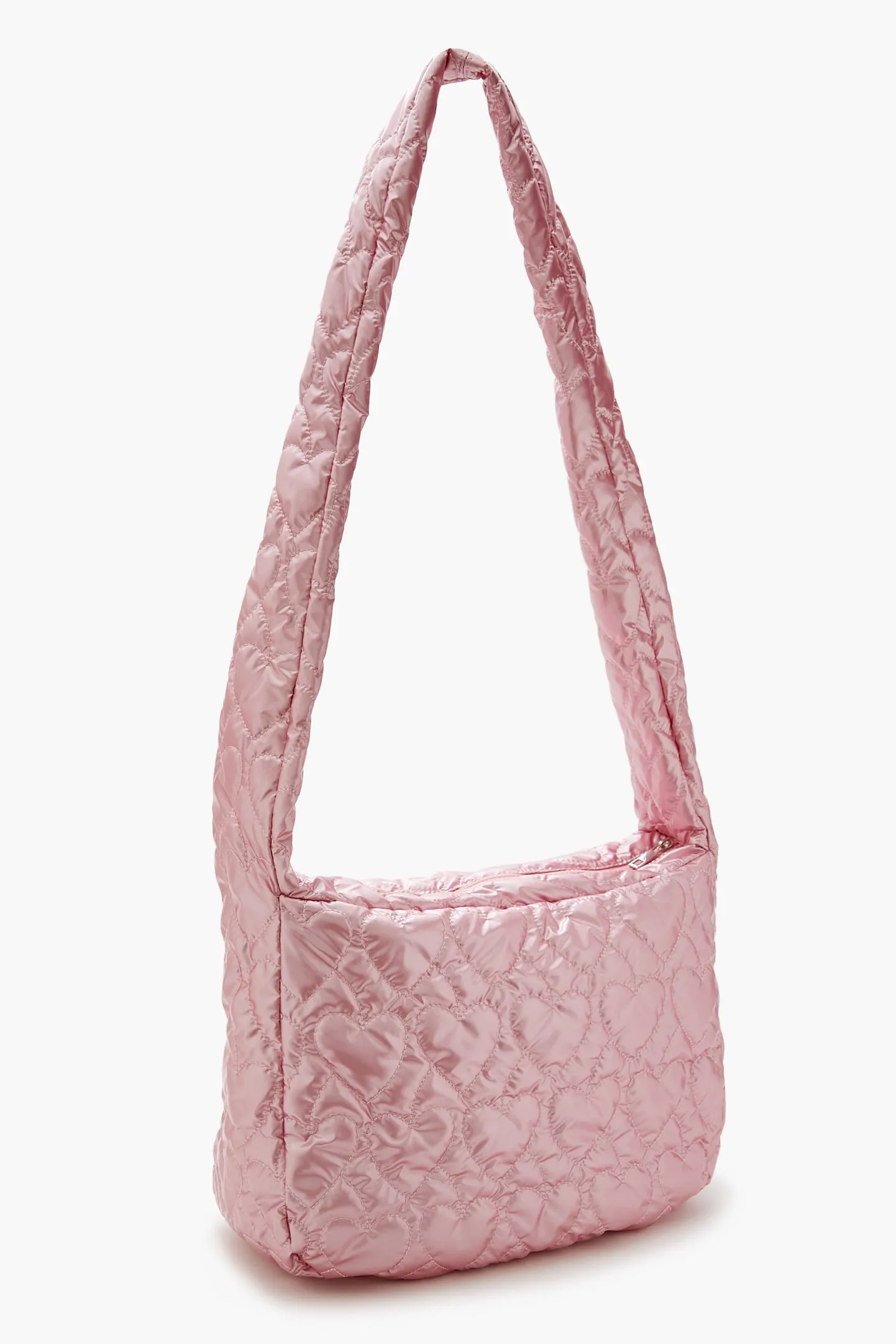 Heart Quilted Metallic Shoulder Bag