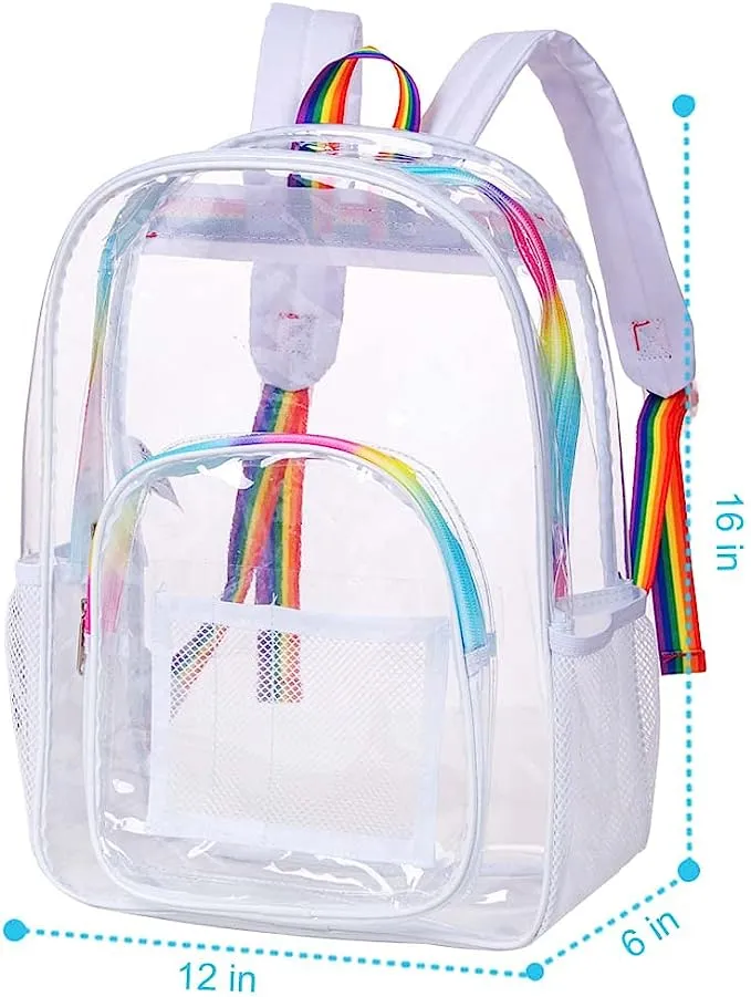 Heavy Duty Neon Pink See Through Clear Trendy Backpack