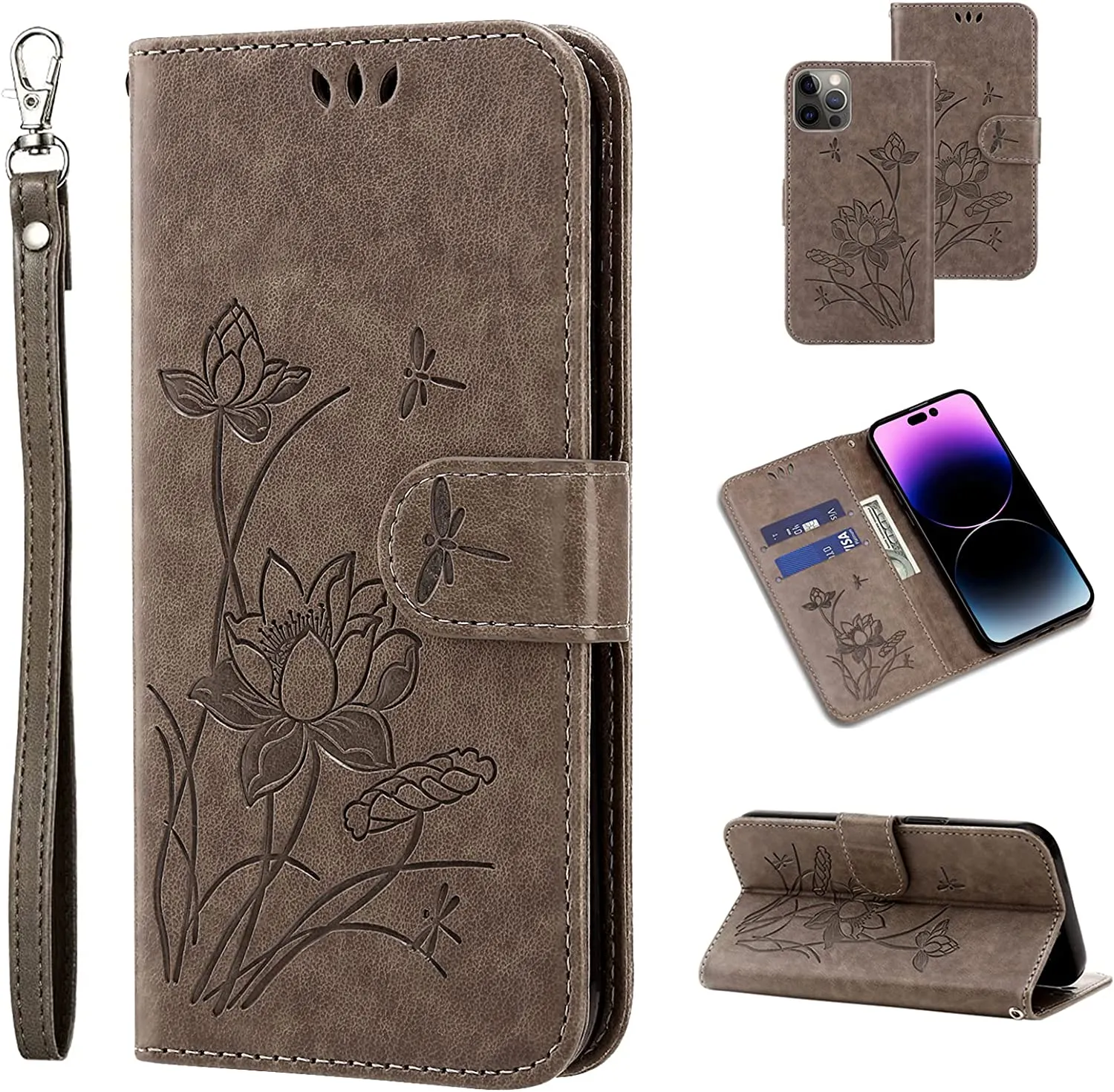 iPhone 14 Pro Max Wallet Slim Leather Kickstand Case