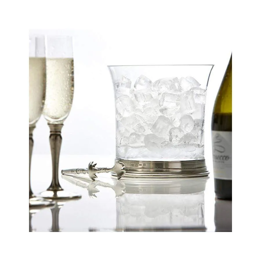 Italian Pewter Crystal Ice Bucket