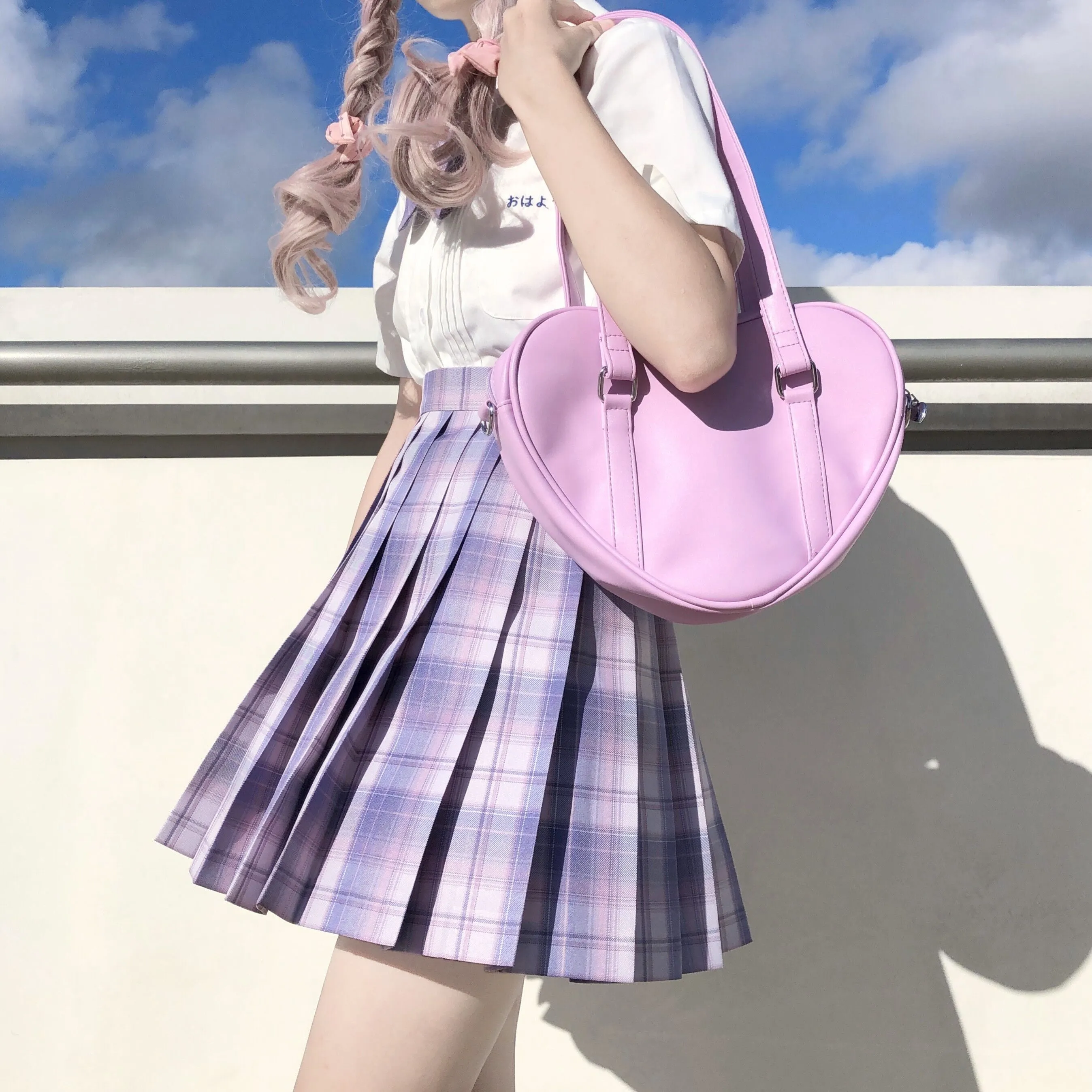 Japanese Student Girl Cute Love Heart Leather Shoulder Retro Sweet Messenger Bag