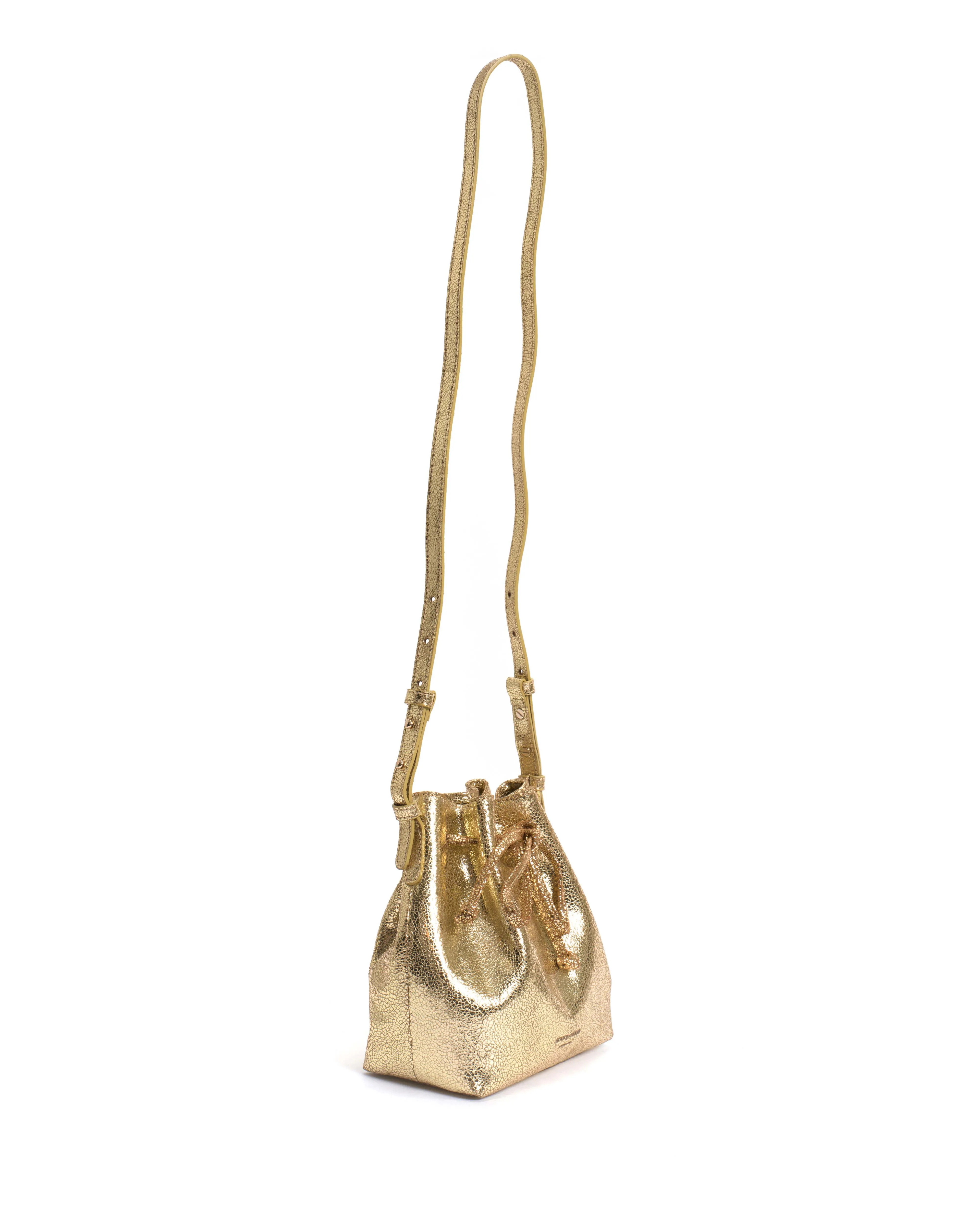 Kacey petite bucket bag Crackled metallic goat Gold