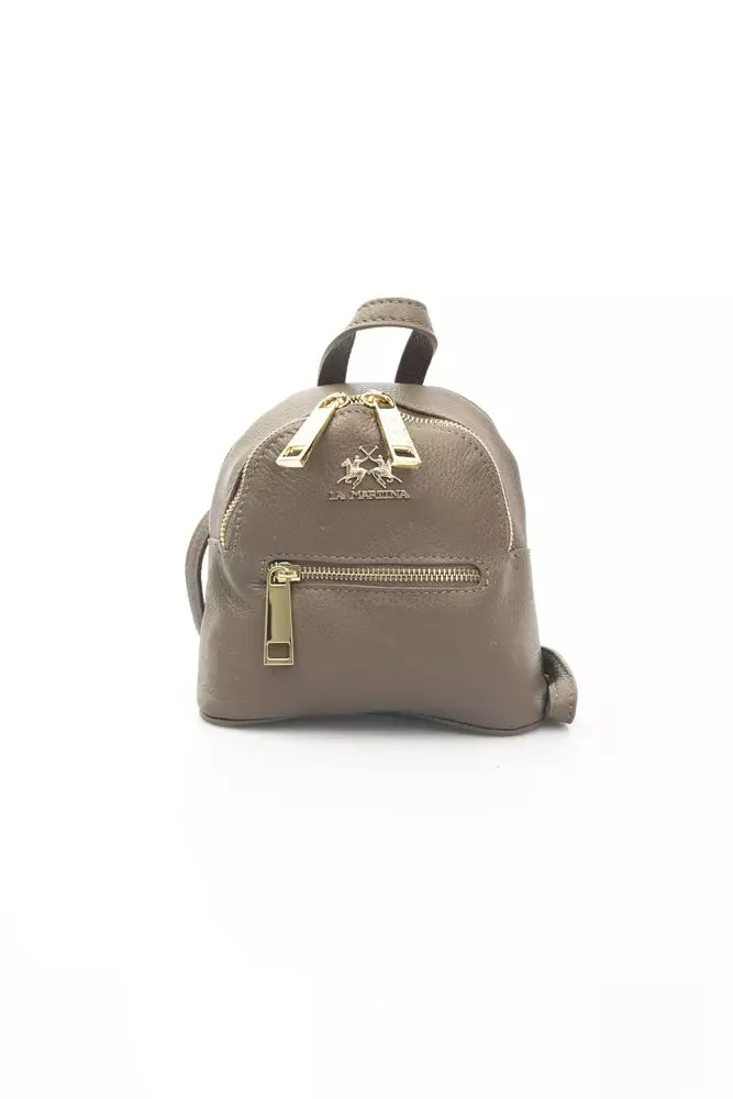 La Martina Brown Leather Men Messenger Bag