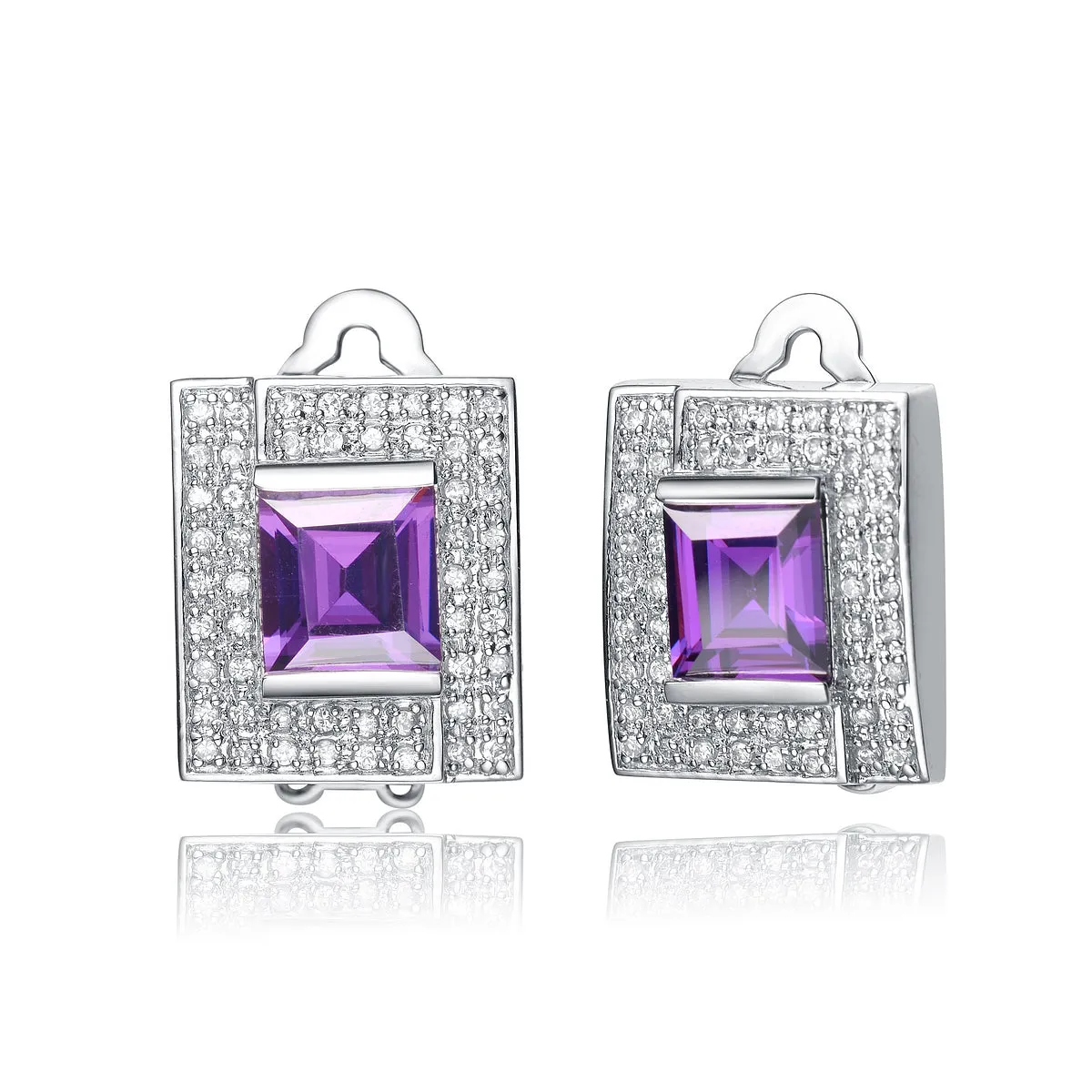 La Scène Purple Square Stud Earrings