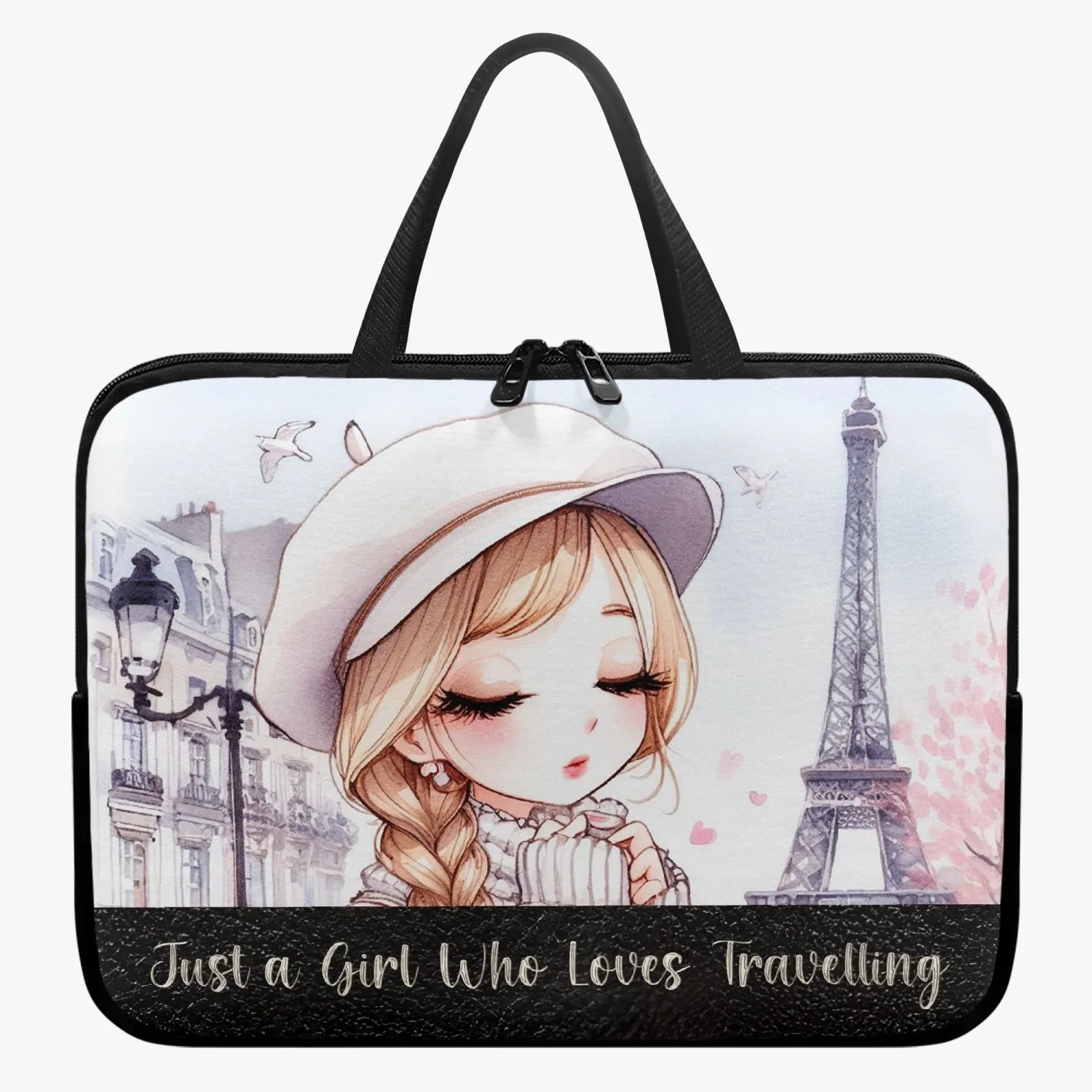 Laptop Sleeve with handles - Just a Girl Who Loves Travelling