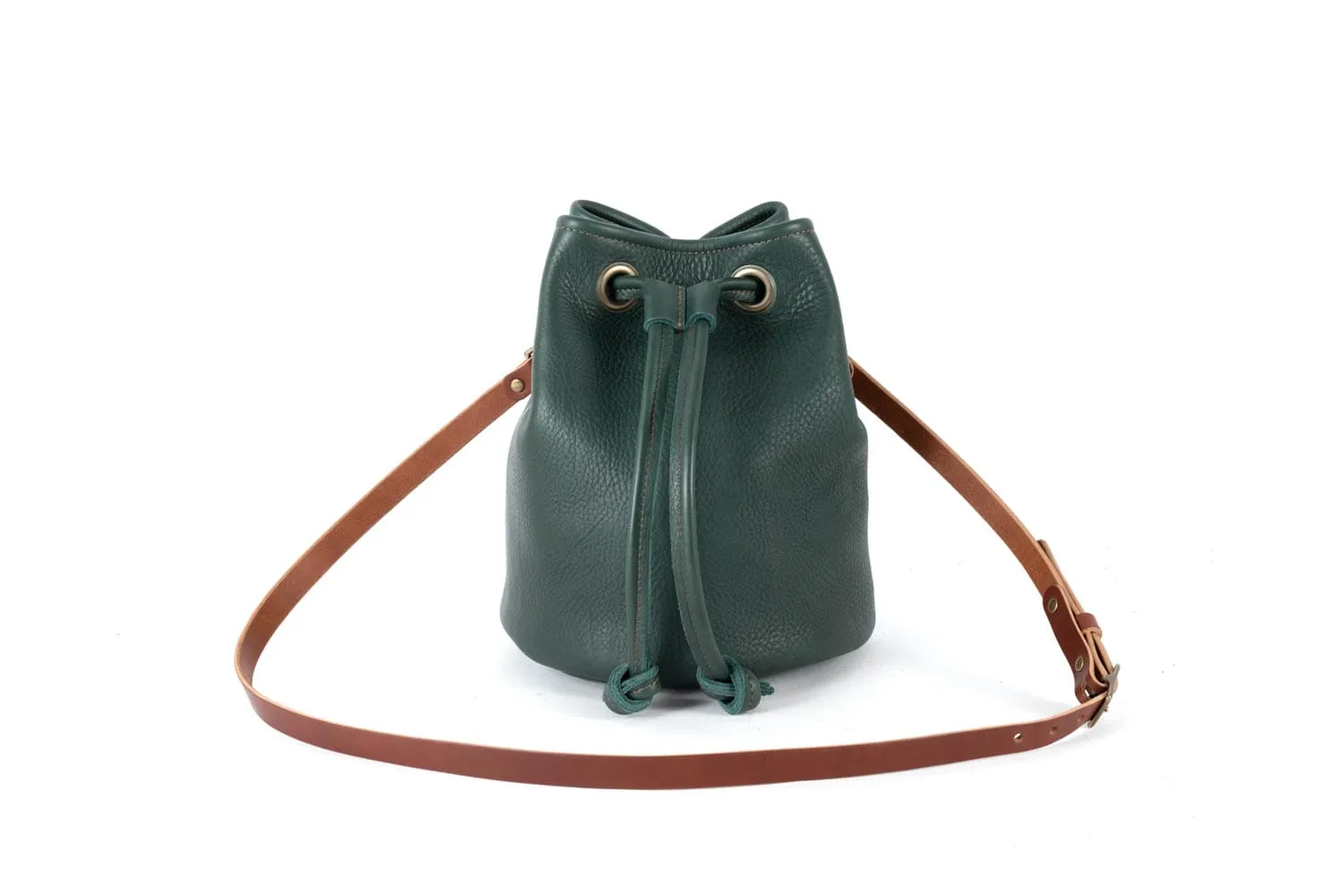 LEATHER BUCKET BAG - LARGE - FOREST GREEN