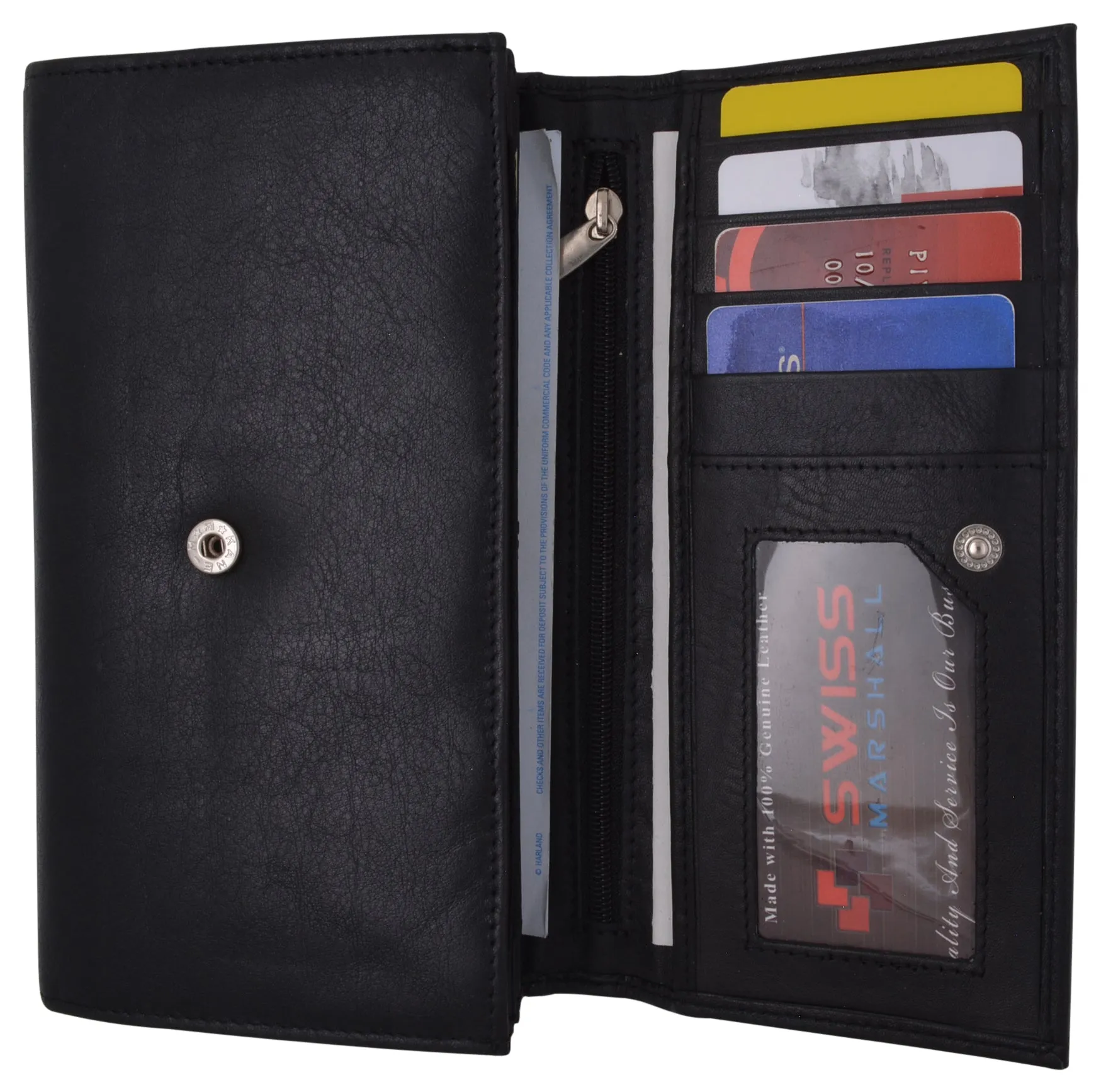 Leather Womens Wallet Ladies Clutch With Removable Checkbook Cover RFID Blocking