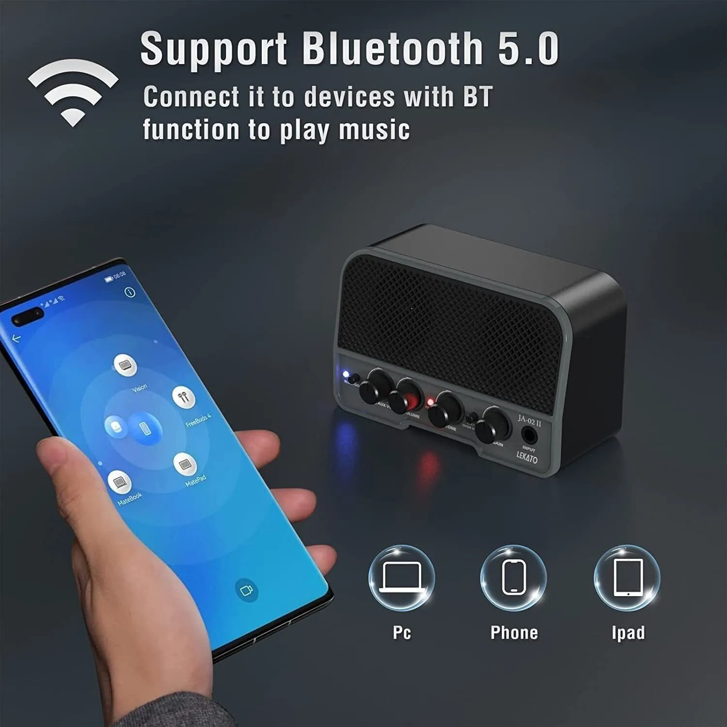 LEKATO JA02-II Bluetooth Mini Guitar 5W Rechargeable Amplifier