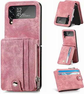 Linyune Galaxy Z Flip 4 Wallet Case Card Holder Flip Phone Cover  (Black)