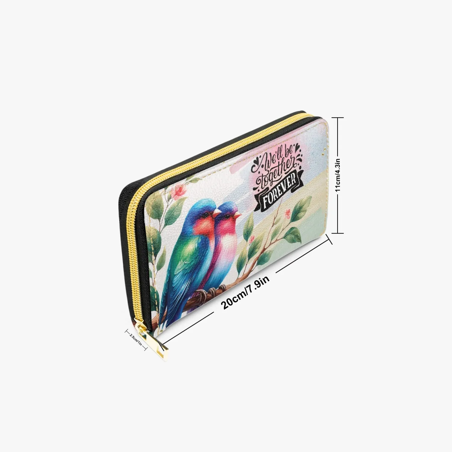 Long Type Zipper Purse, Birds, We will be together forever, awd-630